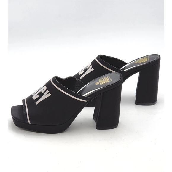 Juicy Couture Juicy Girly Womens Size 8.5 M Heeled Sandals Black White Logo - Picture 9 of 16